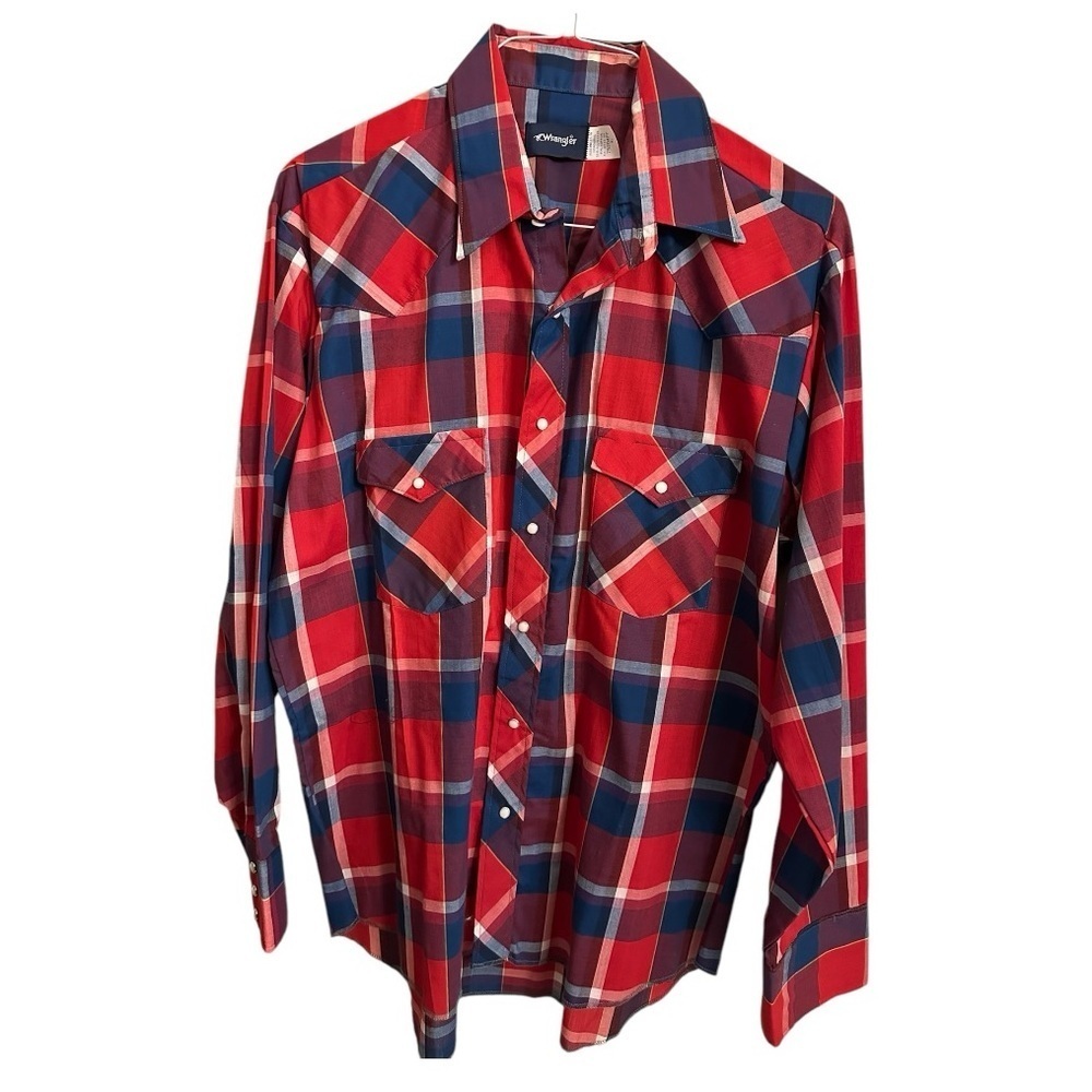Wrangler Vintage Long Sleeve Red Snap Button Western Shirt Size XL